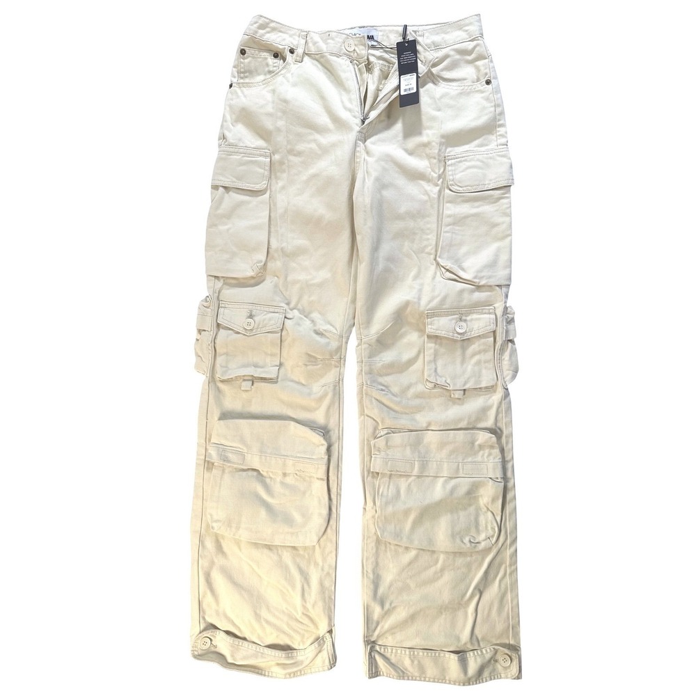 NWT Woven Oversized Winter‎ Ivory Weekender Cargo Pant Cotton Women's M 28-30 - Picture 3 of 10